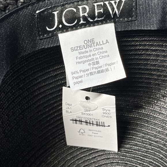 J Crew Textured Summer Straw Hat Wide Brim Packable Floppy Braided Paper - Picture 5 of 5